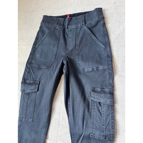 New Spanx Cargo Pants Women’s Small Black Gray Washed Stretch Comfy Pants - Picture 7 of 12